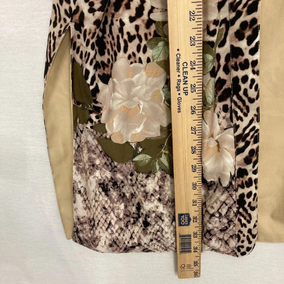 Chico's Brown Leopard Floral Print Open Front Side Slit Kimono Small/Medium - Picture 7 of 11